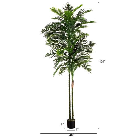 10ft. Potted Green UV Resistant Artificial Double Robellini Palm Tree